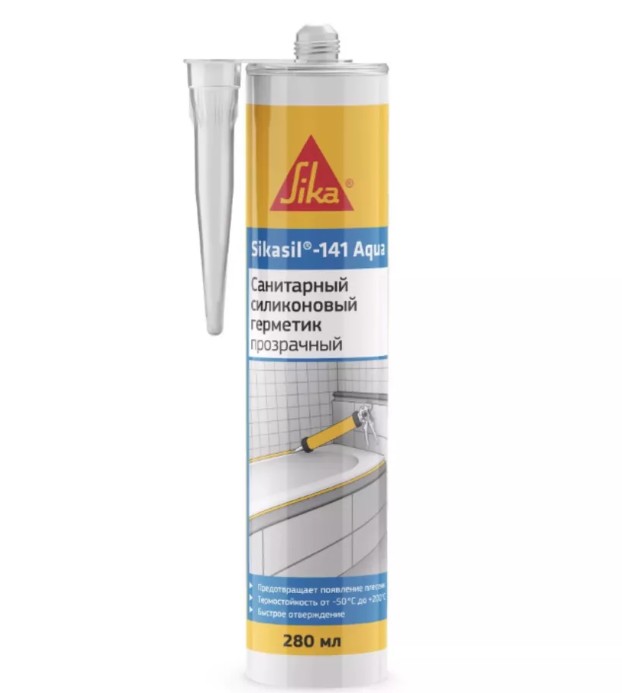 Силиконовый санитарный герметик Sika Sikasil-141 Aqua, прозрачный, 280мл